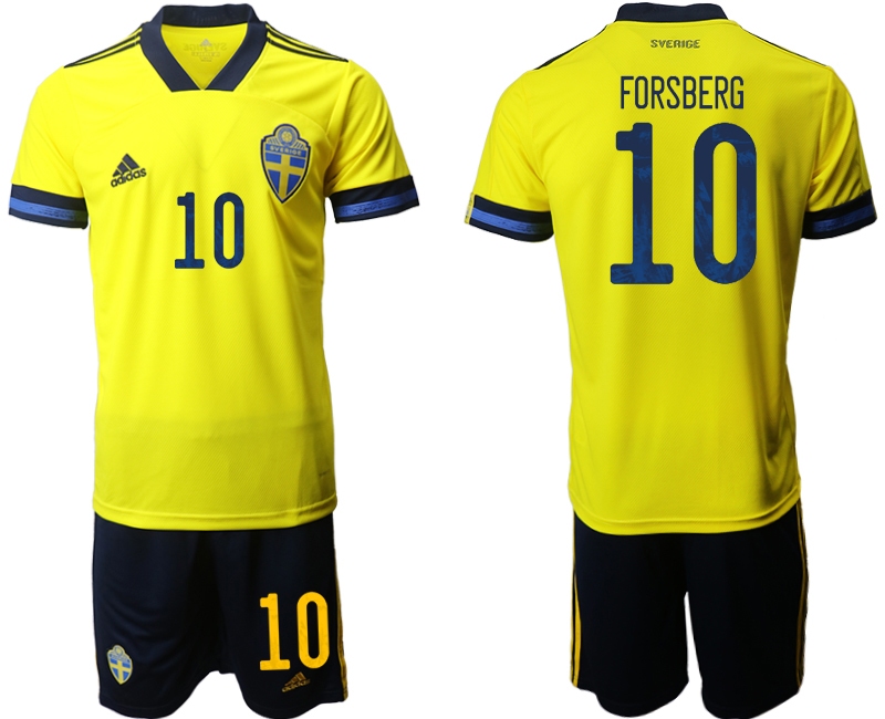 Cheap Men 2021 European Cup Sweden home yellow 10 Soccer Jersey